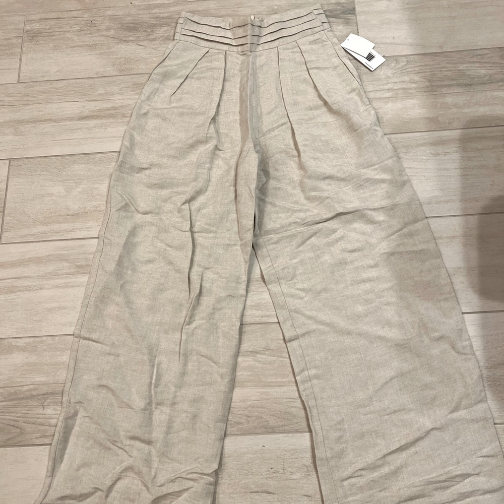 Wide Leg Cream Linen Pants